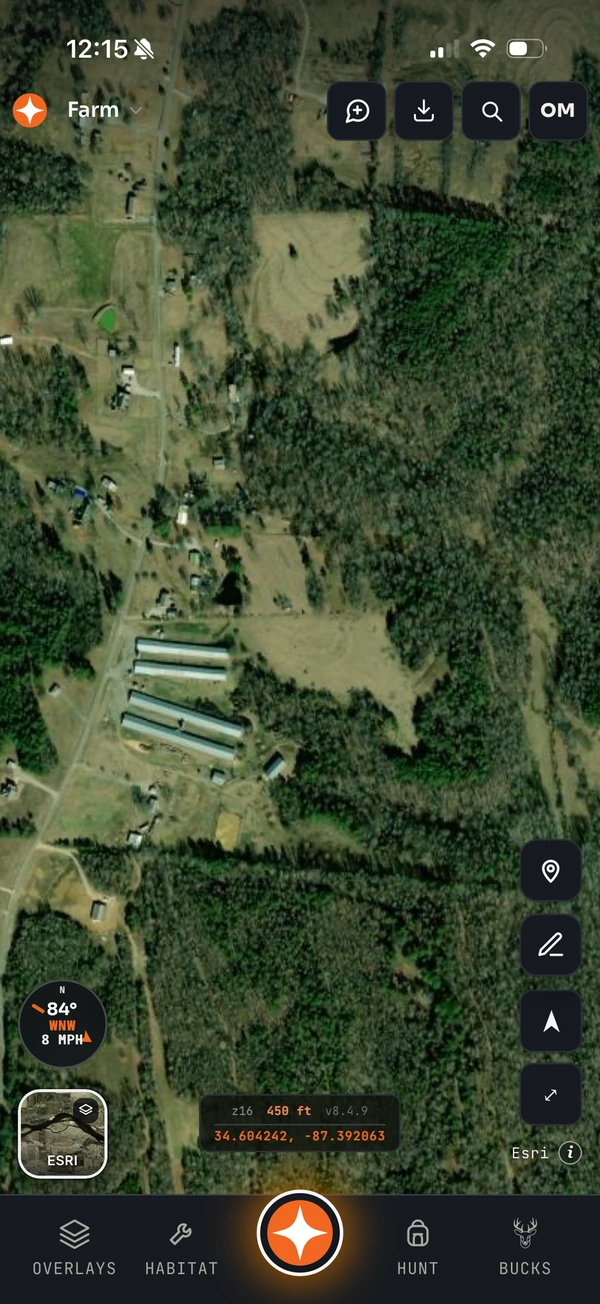 Esri satellite imagery of a farm in Contors